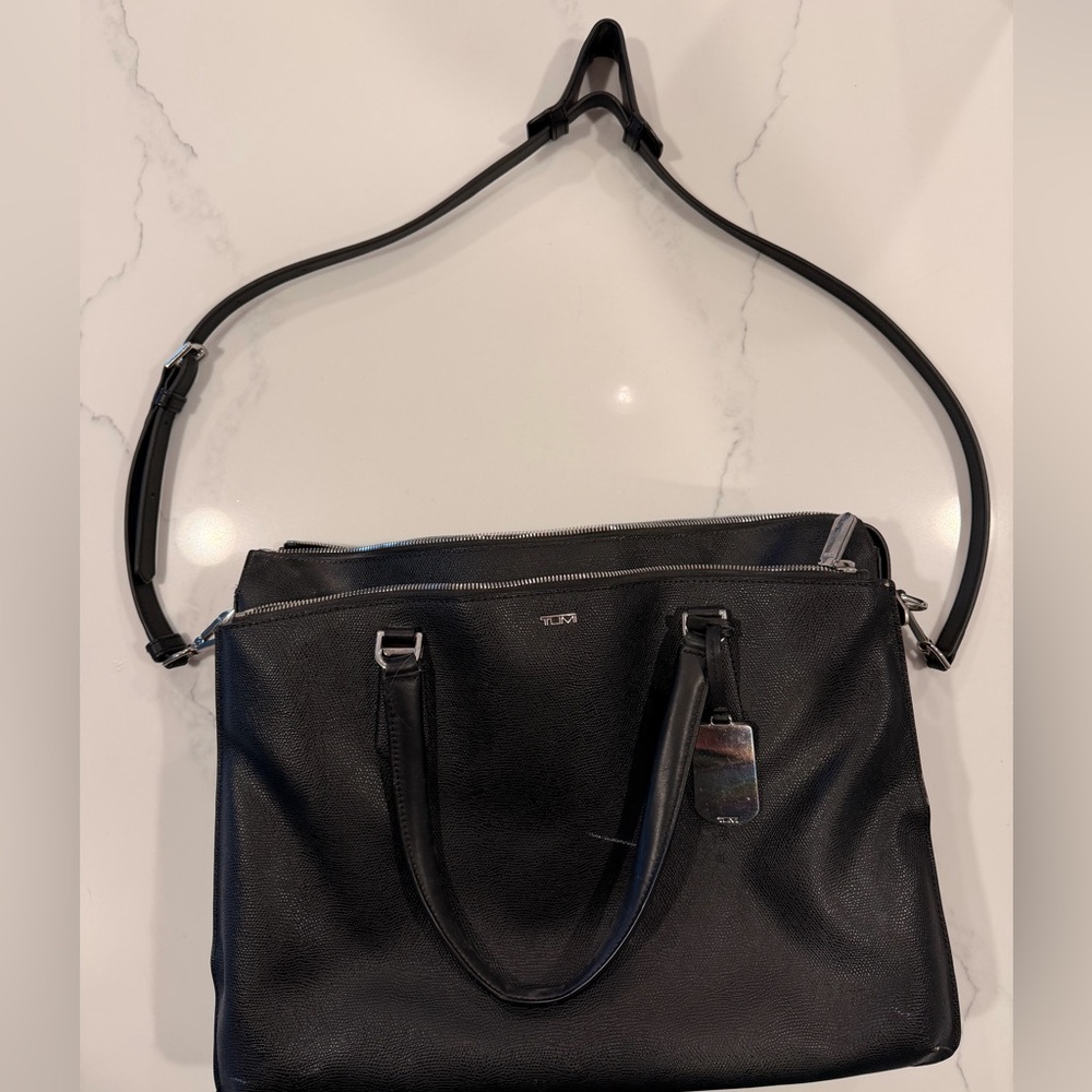 Tumi Textured Black Leather Bag